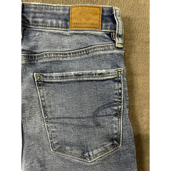 American Eagle Wide Flare Jeans Distressed Stretch Size 00 Women's High Rise - Picture 10 of 10